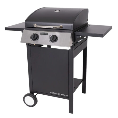 Born Free 2-Burner Compact Gas Braai – Double Side Tables – Black